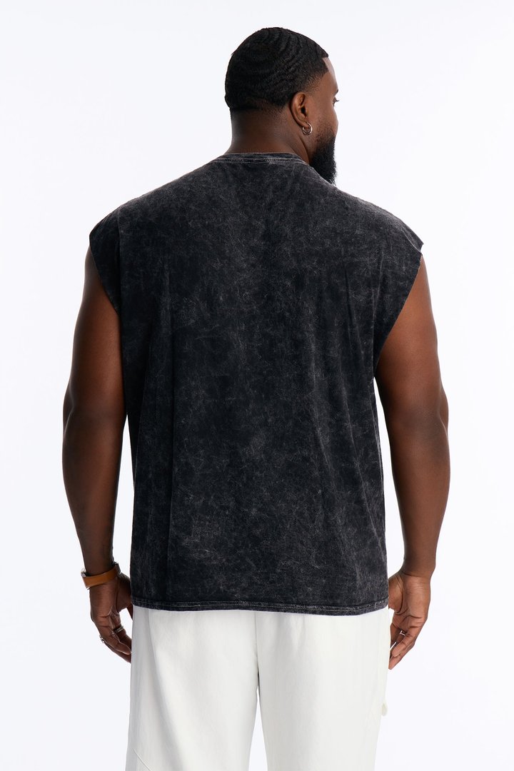 Hope Cherub Vintage Oversized Muscle Tee - Black