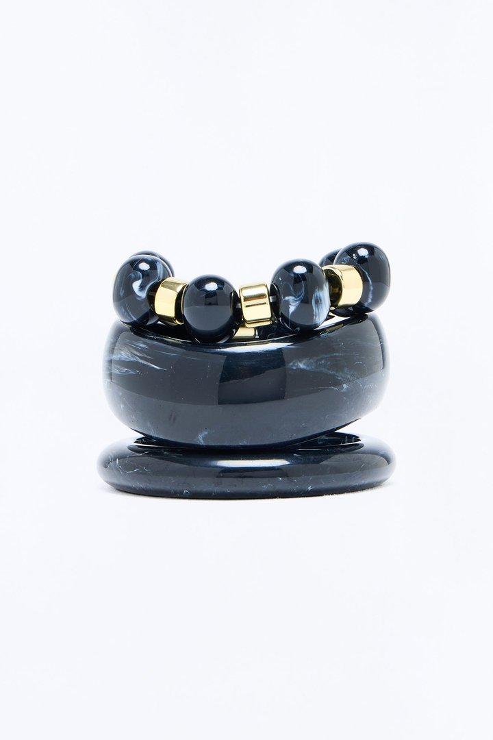 Sun And Sea 3 Piece Bracelet Set - Black/Gold