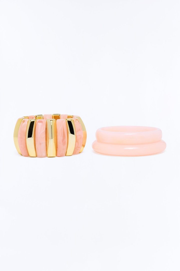 Lover's Resort 3 Piece Bracelet Set - Pink/combo