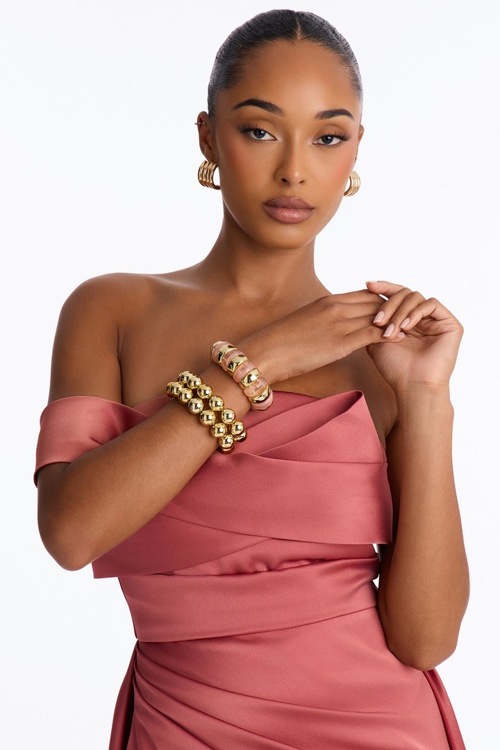 Golden Hour 3 Piece Bracelet Set - Gold/Pink