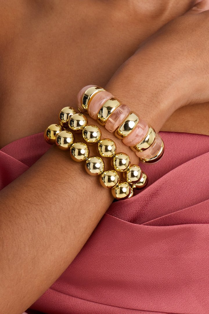 Golden Hour 3 Piece Bracelet Set - Gold/Pink