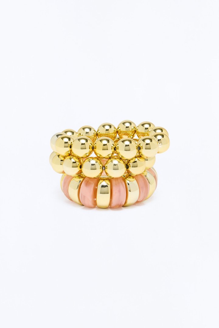 Golden Hour 3 Piece Bracelet Set - Gold/Pink