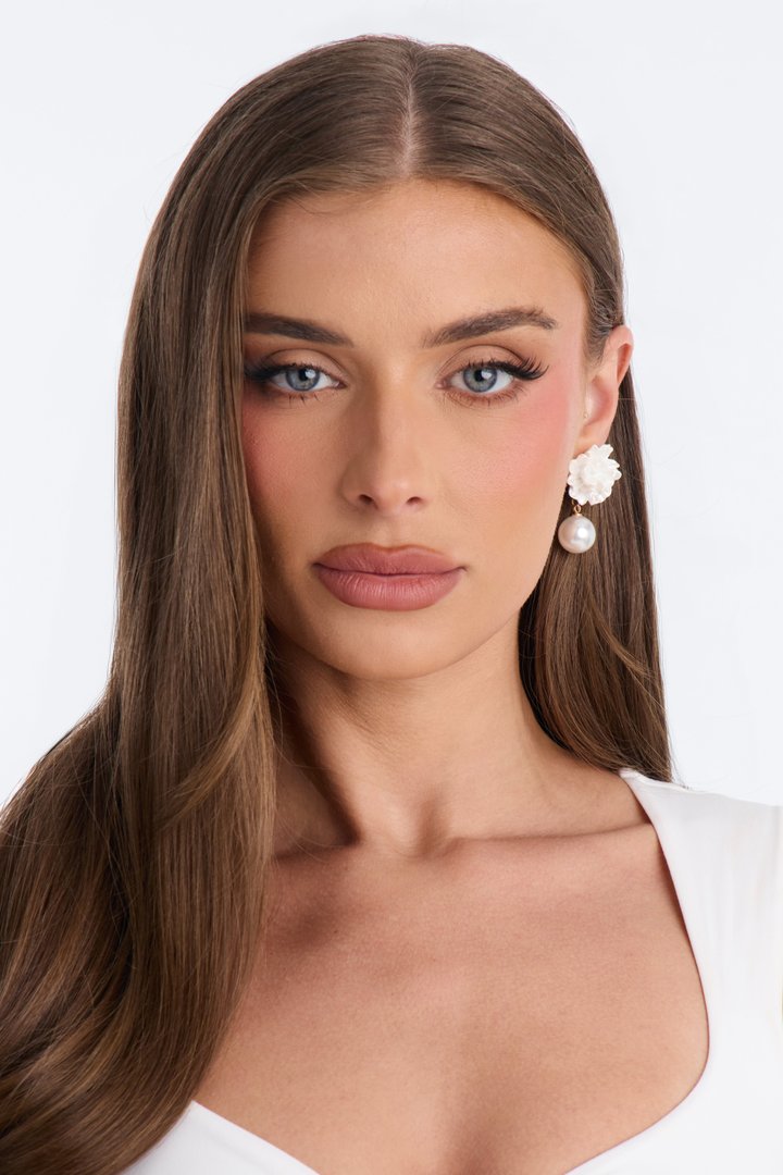 Petal Luxe Pearl Drop Earrings - White