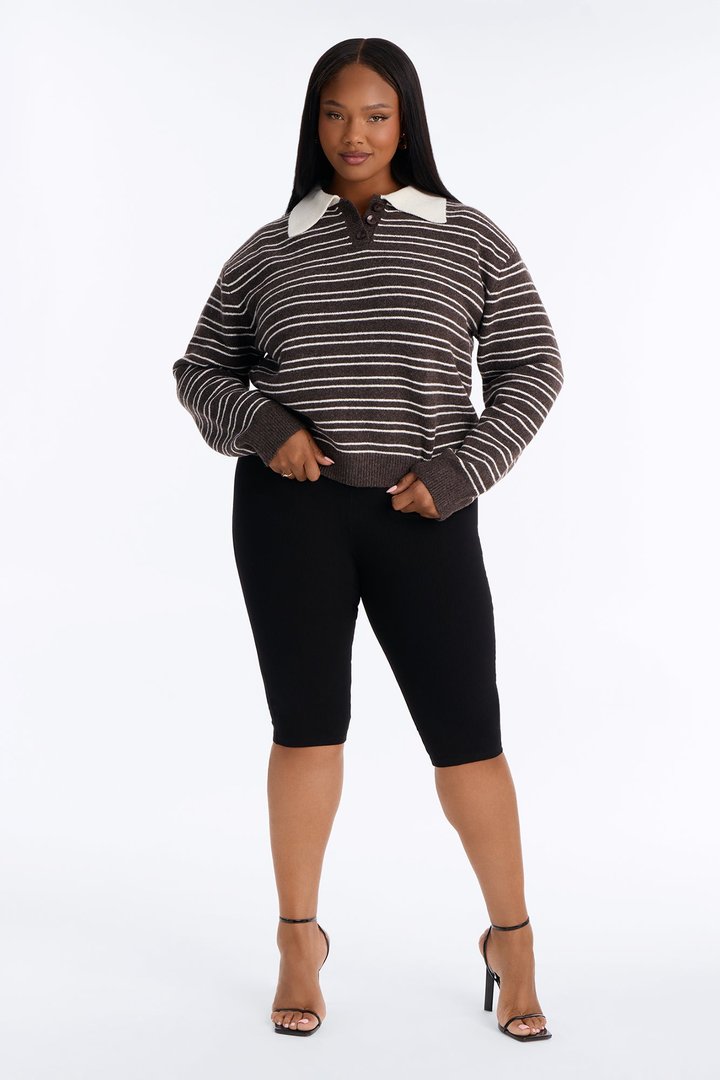 Just A Stripe Girl Sweater - Brown/combo