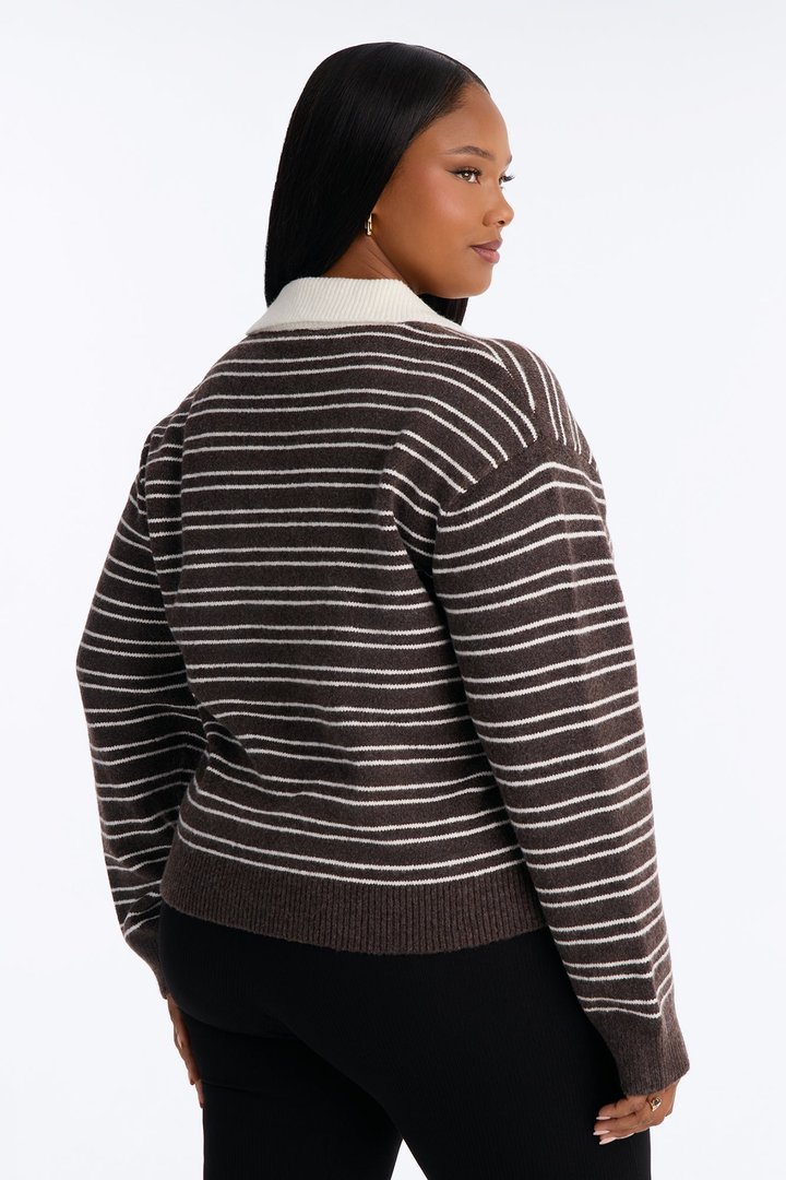 Just A Stripe Girl Sweater - Brown/combo