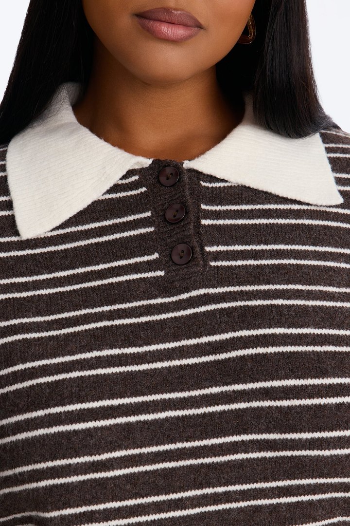 Just A Stripe Girl Sweater - Brown/combo