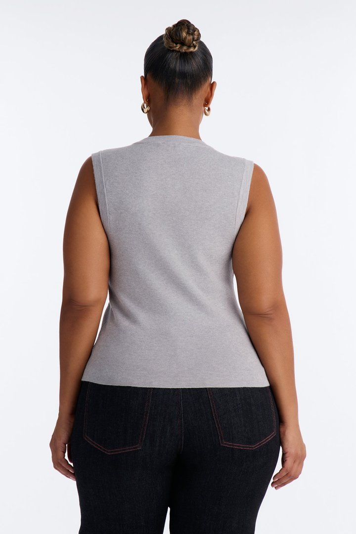 Leona Button Up Sweater Top - Heather Grey