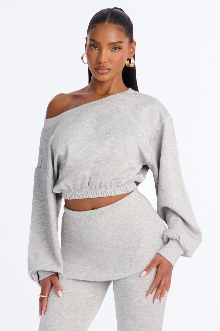 Tessa Foldover Skirt Pant Set - Heather Grey