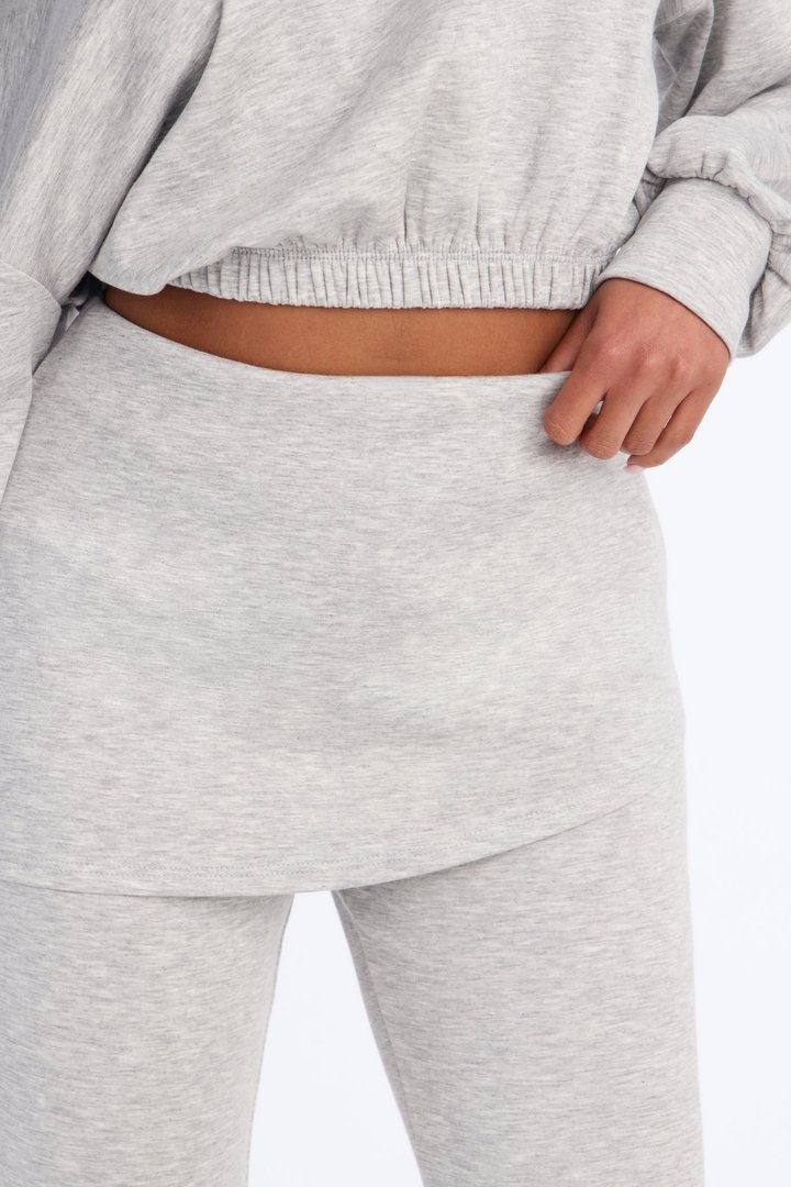 Tessa Foldover Skirt Pant Set - Heather Grey