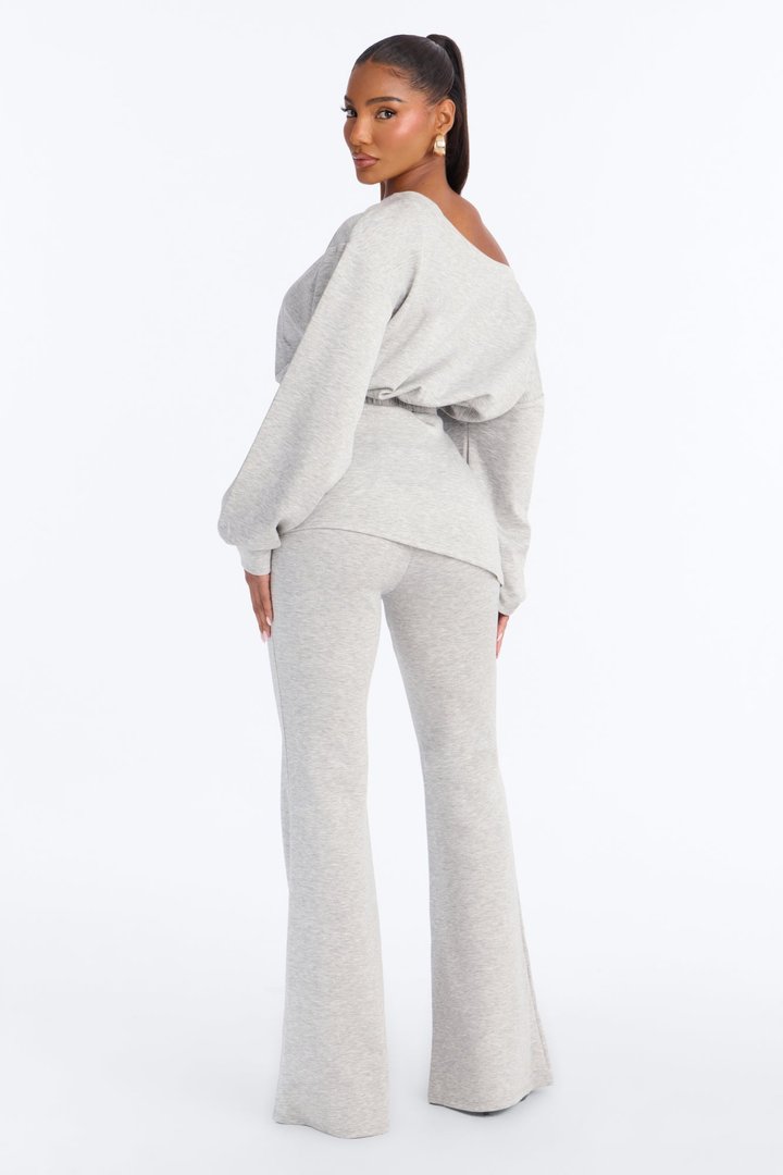 Tessa Foldover Skirt Pant Set - Heather Grey