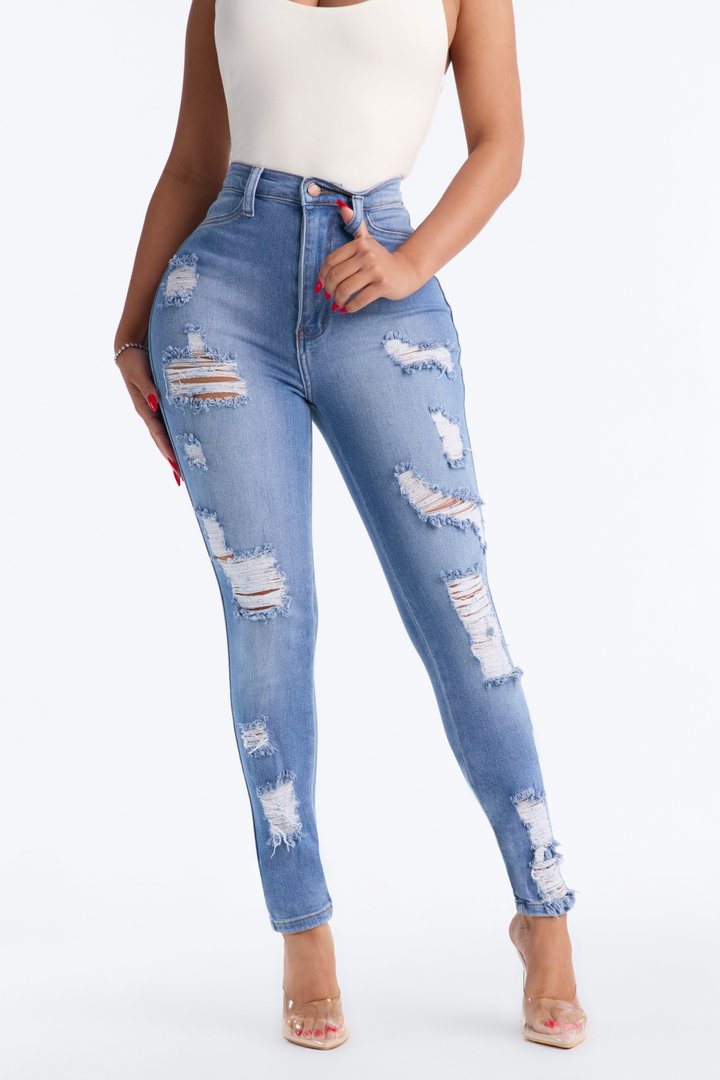 Be Right Back Ripped Skinny Jeans - Light Wash