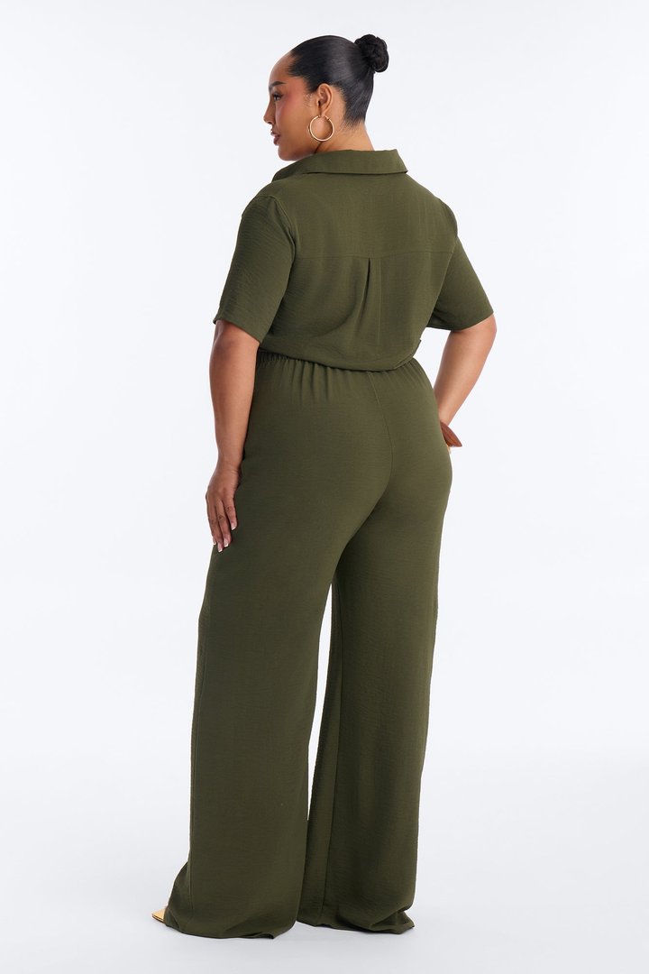 Makenzie Short Sleeve Jumpsuit - Olive