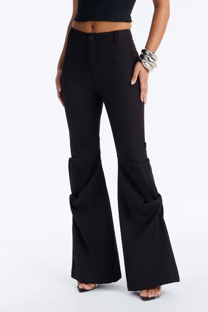 Madison High Rise Stacked Flare Pant - Black