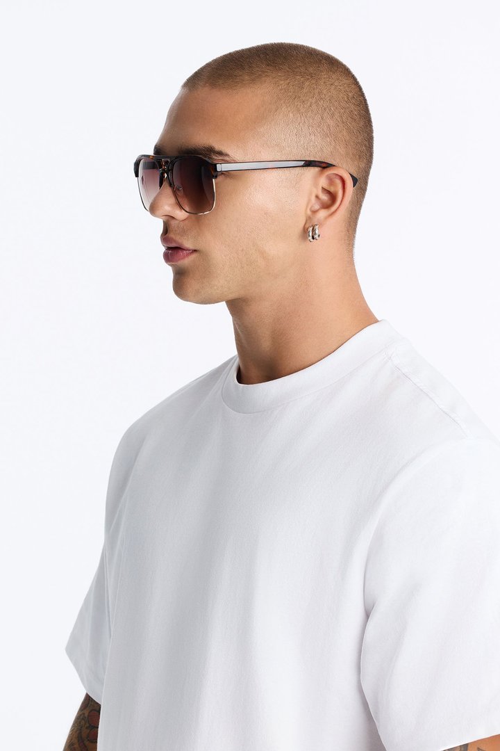 Show Face Aviator Sunglasses - Tortoise/Brown