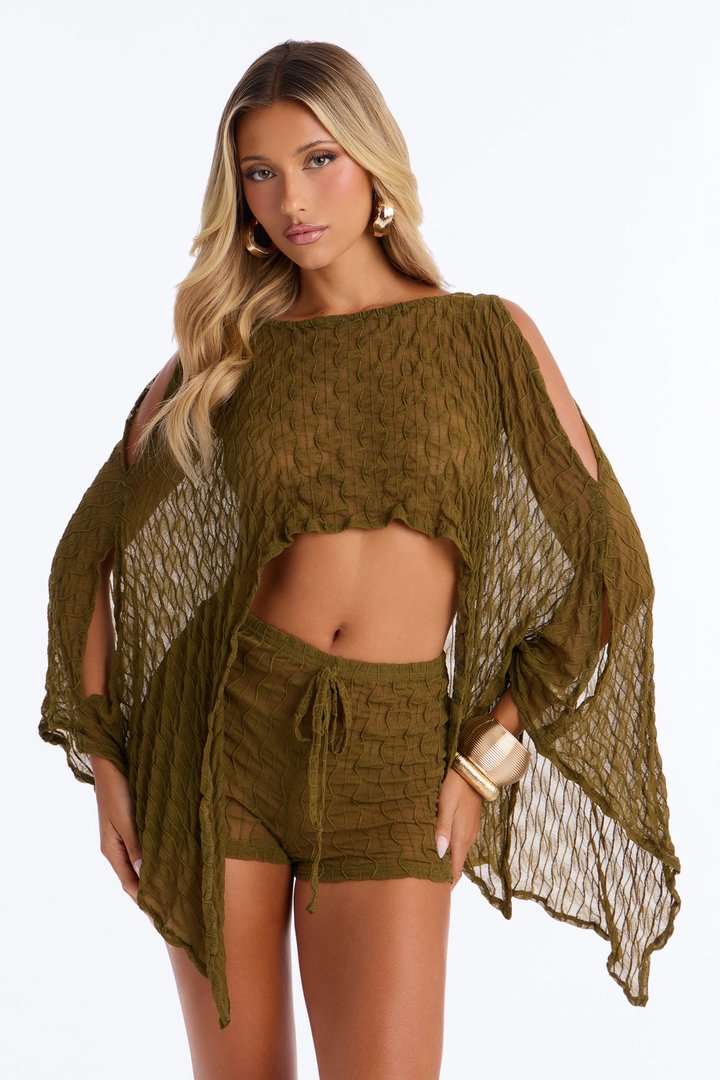Leah Textured Short Set - Olive
