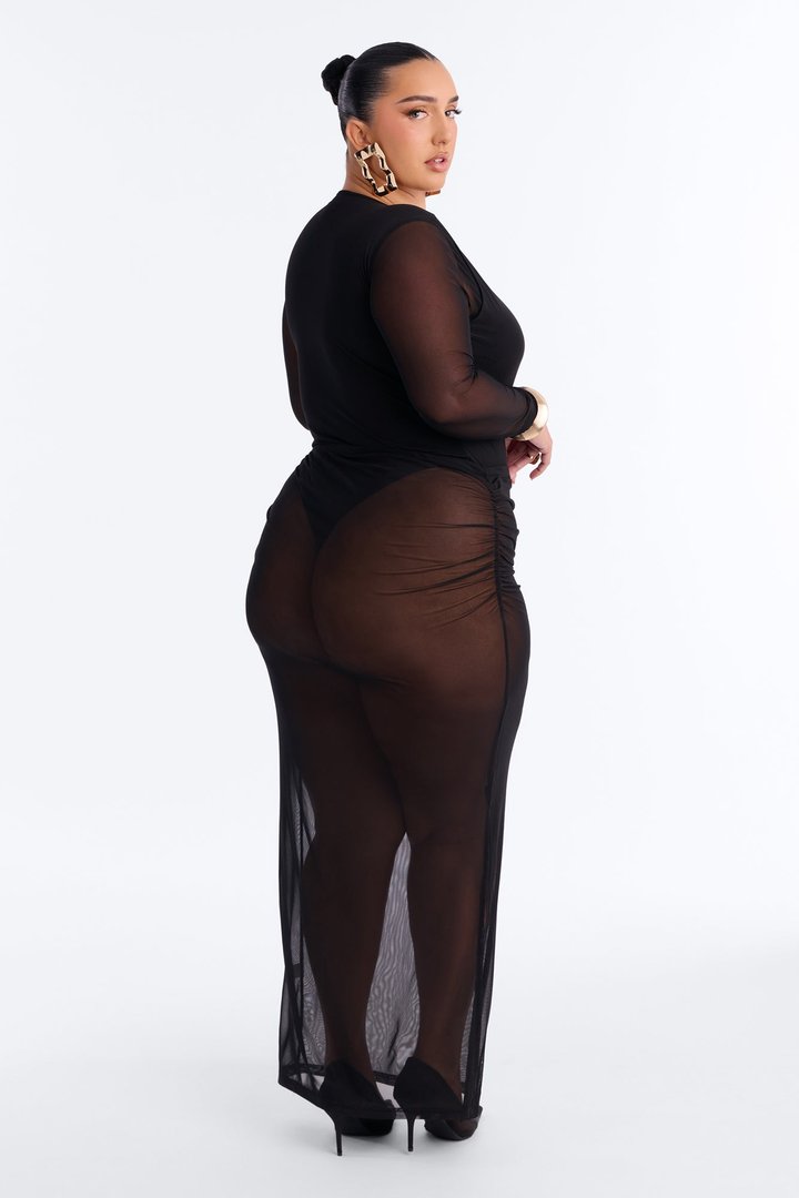 Mesh Skirt Set - Black