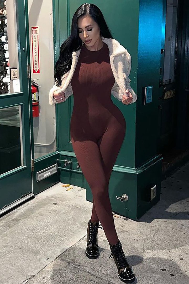 Maribel Snatched Jumpsuit - Chestnut