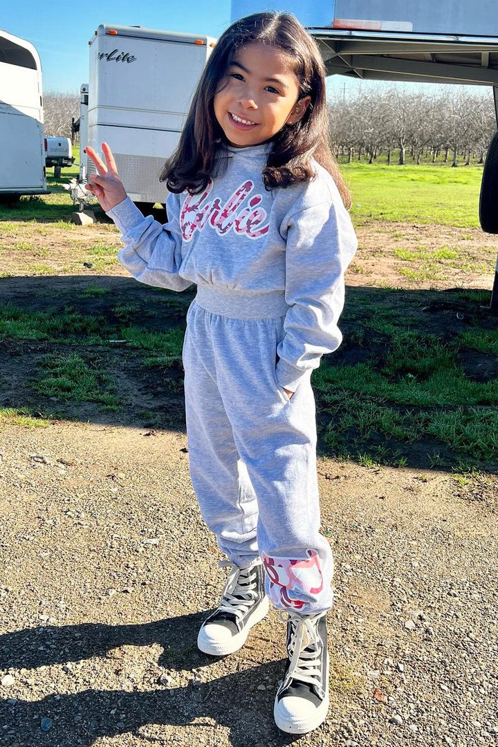 Mini Barbie Girl Fleece Jogger Set - Heather Grey
