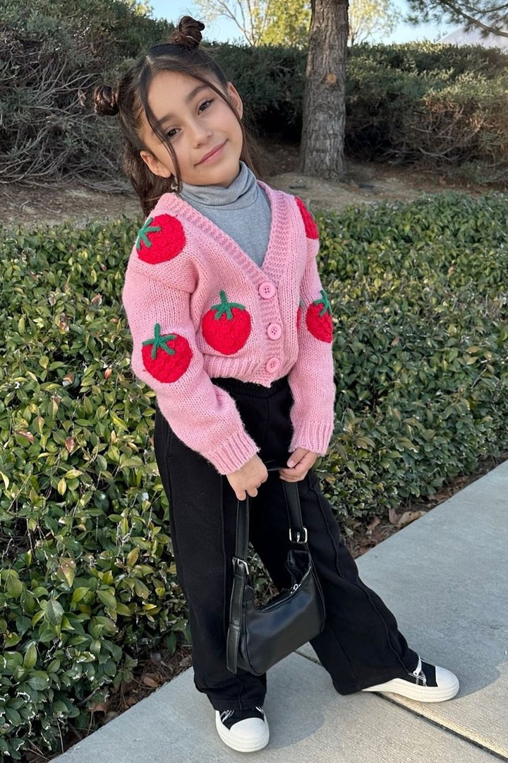 Mini Berry Sweet Strawberry Cardigan - Pink
