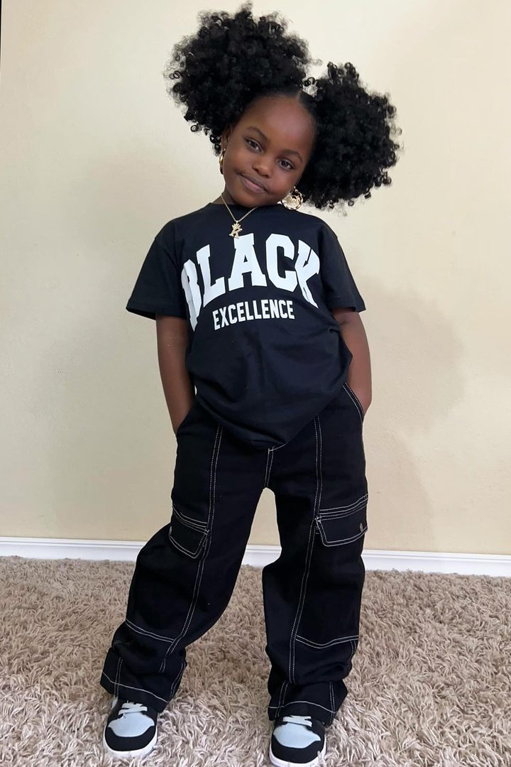 Mini Black Excellence Varsity Short Sleeve Tee - Black