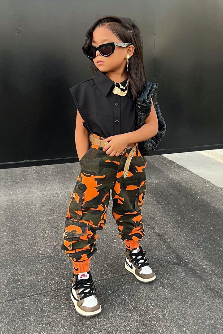 Mini Camo Game Strong Cargo Joggers - Orange/combo