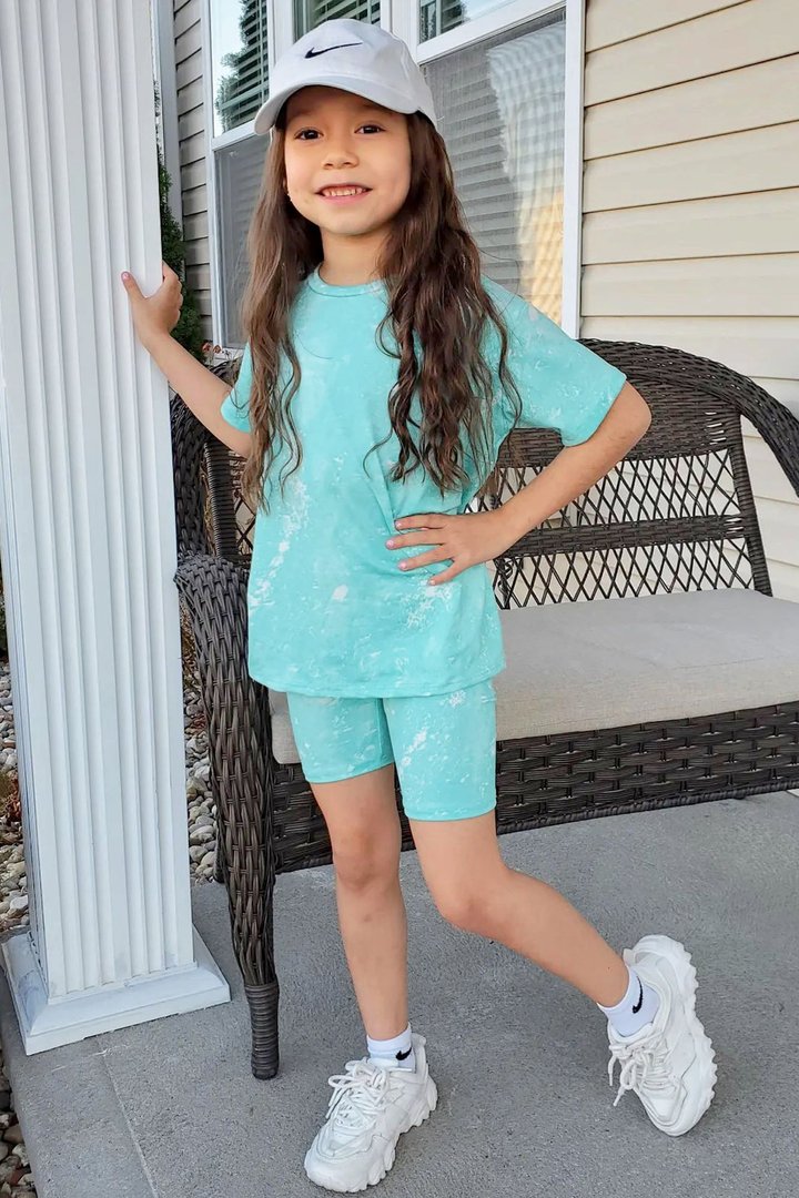 Mini Chelsea Biker Short Set - Mint