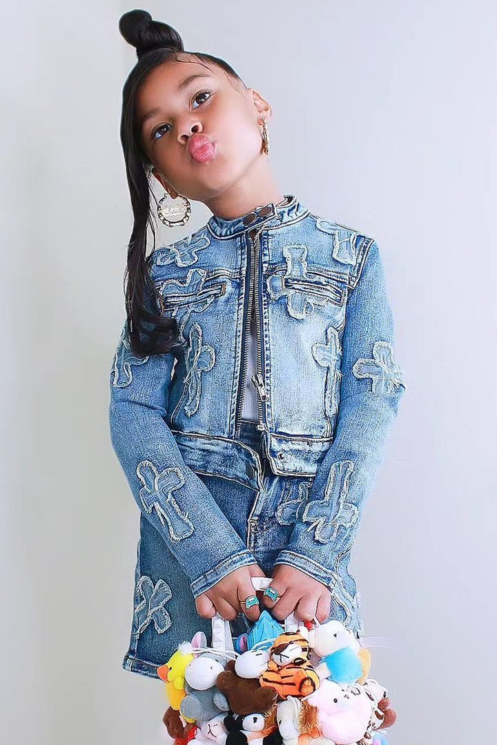 Mini Cross Your Mind Denim Jacket - Medium Wash