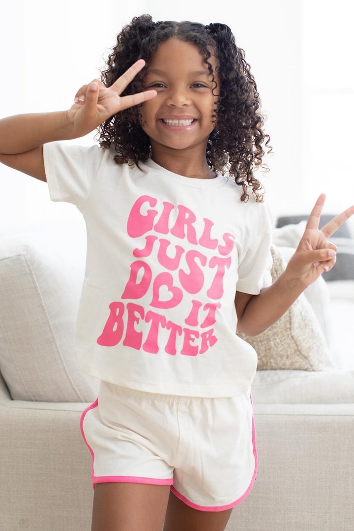 Mini Girls Just Do It Better Short Set - White/combo