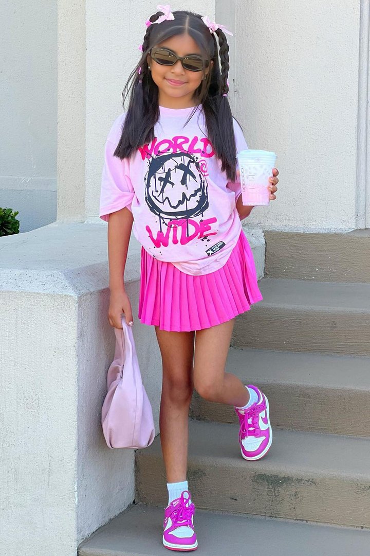 Mini Good Vibes Worldwide Top - Pink