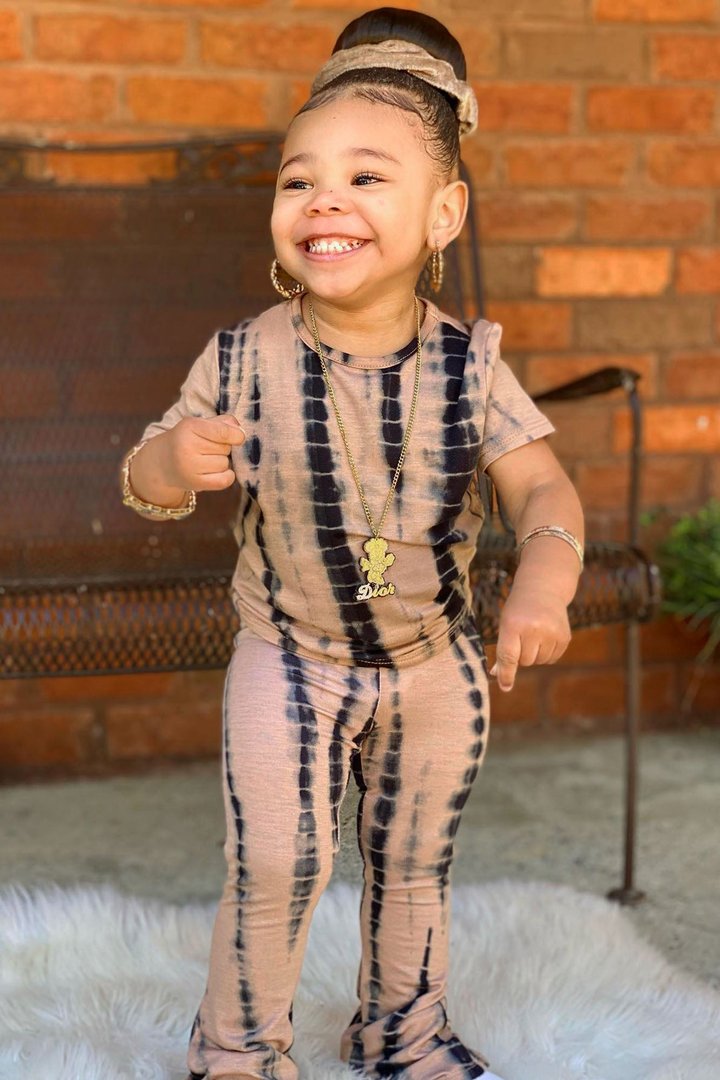 Mini Jazmin Flare Tie Dye Pant Set - Taupe/combo
