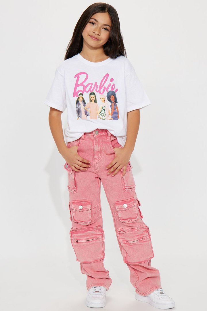 Mini Lily High Rise Cargo Jeans - Pink