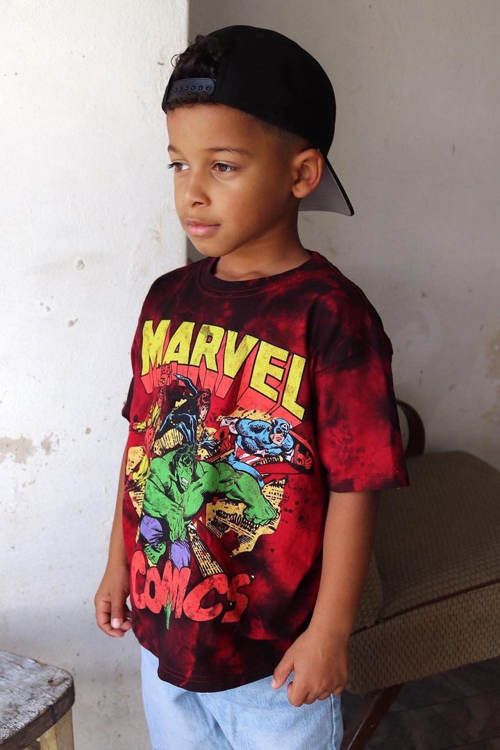 Mini Marvel Comics Tie Dye Tee - Red/combo