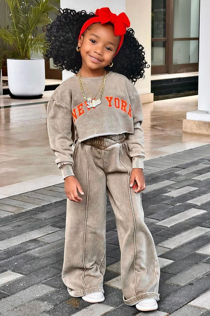 Mini New York Cropped Sweatshirt - Taupe/combo