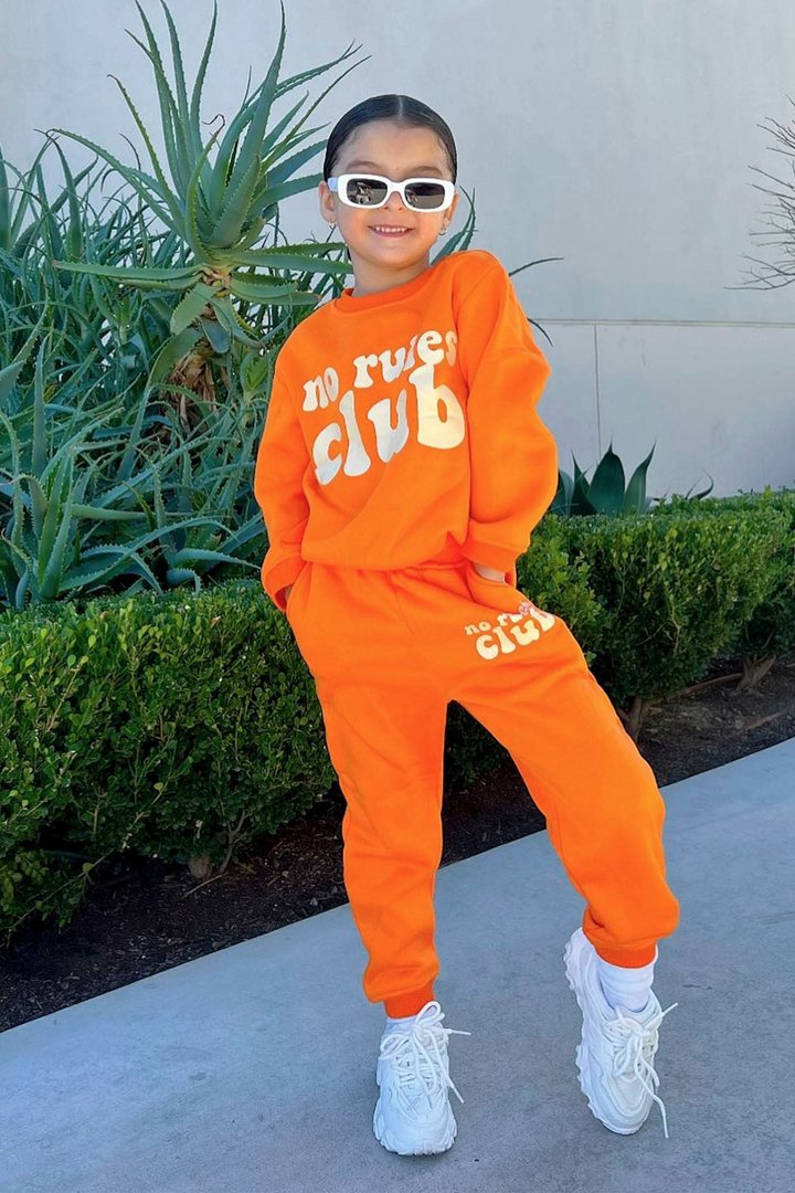 Mini No Rules Club French Terry Jogger Set - Orange