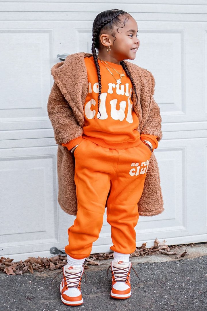 Mini No Rules Club French Terry Jogger Set - Orange
