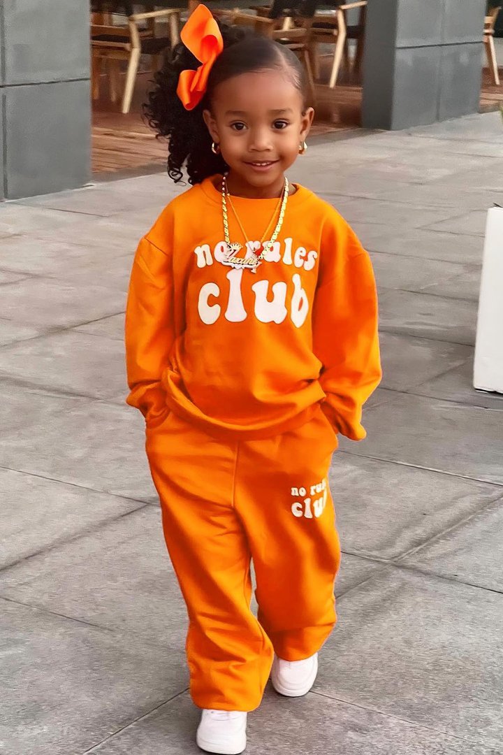 Mini No Rules Club French Terry Jogger Set - Orange