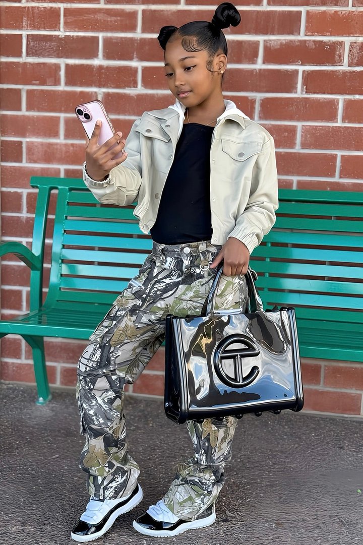 Mini Sneak Attack Camo Cargo Jean - Taupe/combo