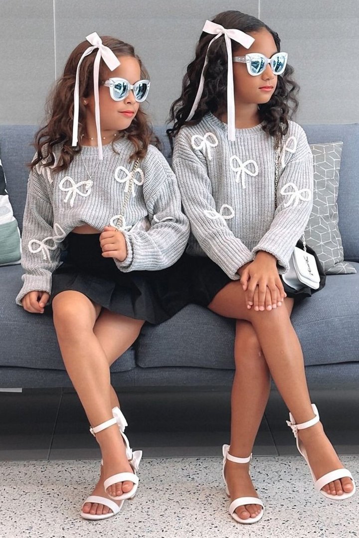 Mini Sweetest Gift Pullover Sweater - Grey