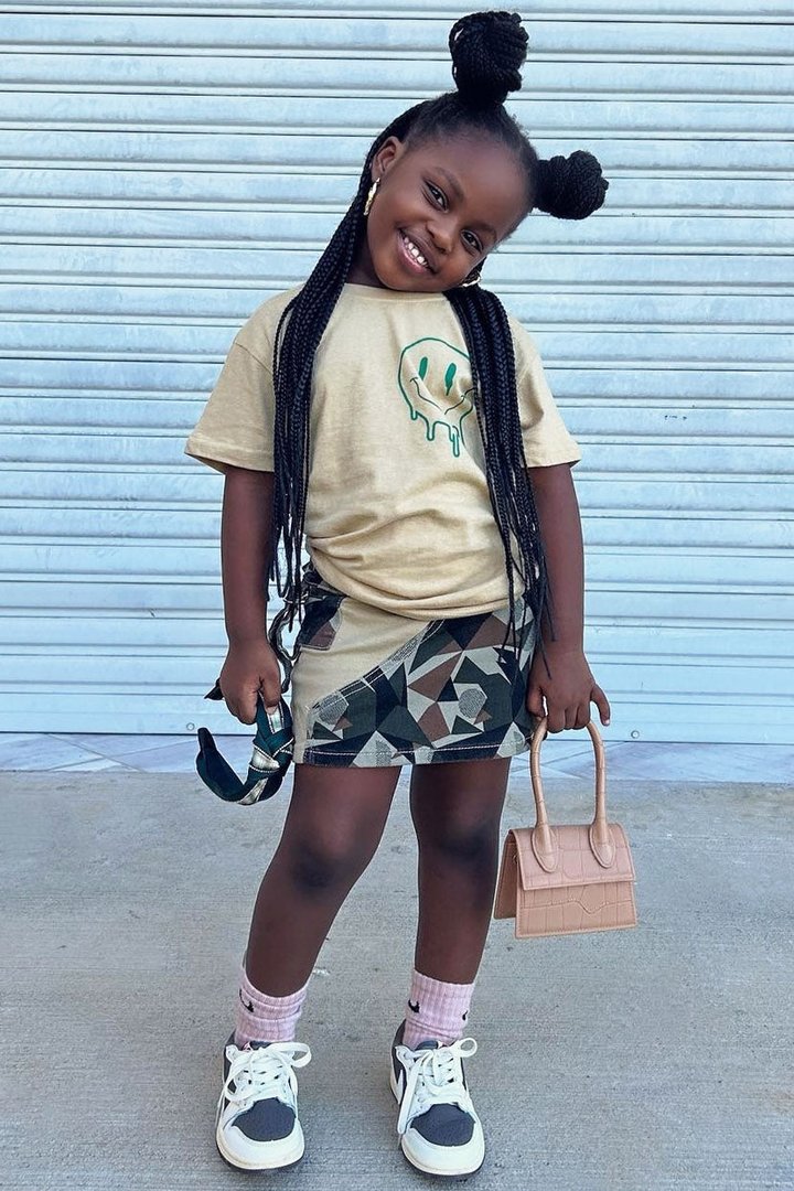 Mini The Best Is Yet To Come Front/Back Screen Tee - Khaki/combo