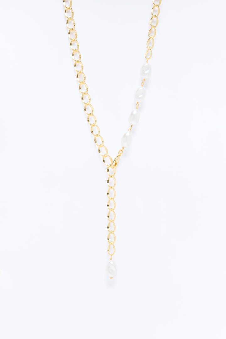 Lilibet Pearl Lariat Necklace - Gold