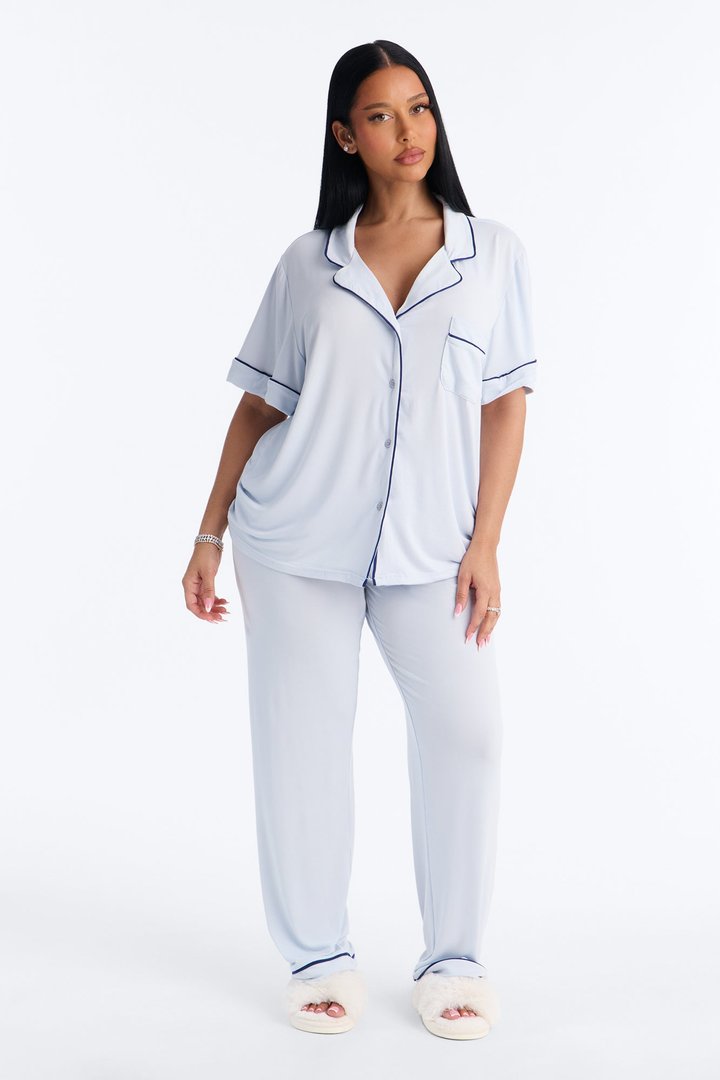 In The Morning PJ Short Sleeve Pant Set - Grey/combo