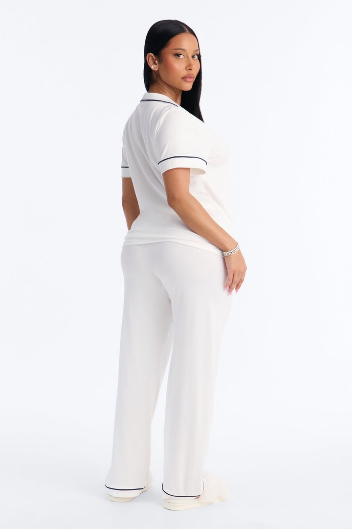 In The Morning PJ Short Sleeve Pant Set - White