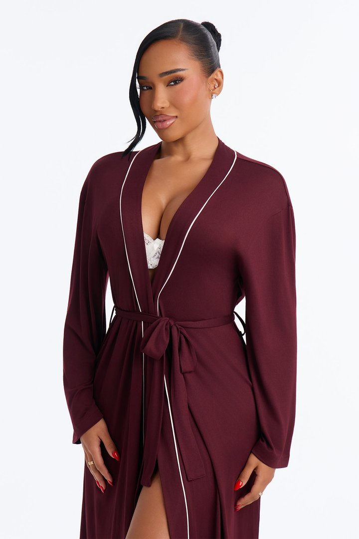 In the Morning PJ Long Robe - Burgundy
