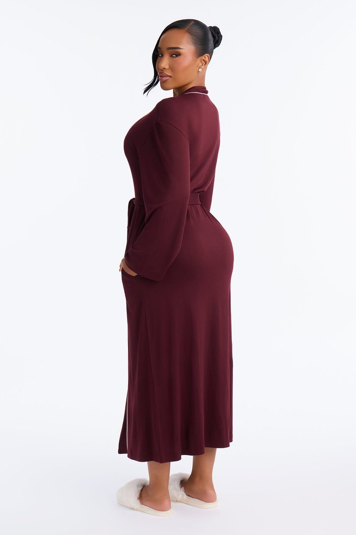 In the Morning PJ Long Robe - Burgundy