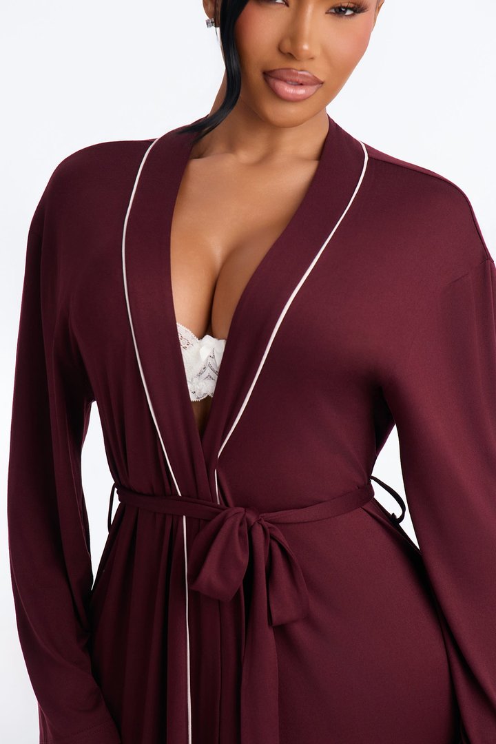 In the Morning PJ Long Robe - Burgundy