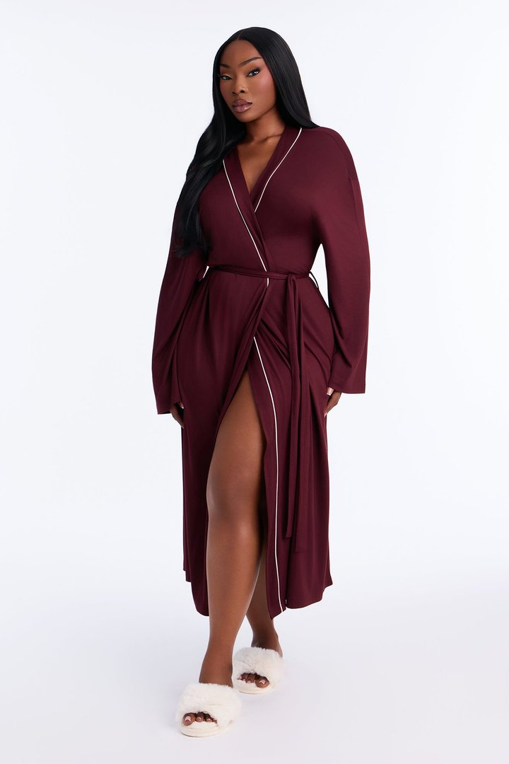 In the Morning PJ Long Robe - Burgundy