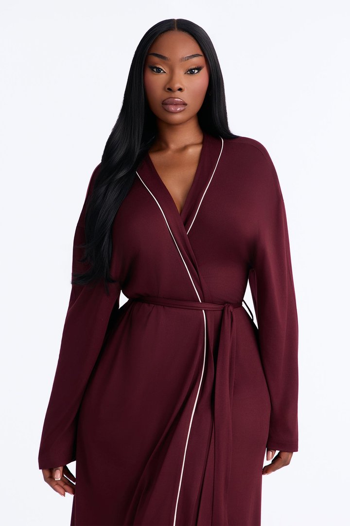 In the Morning PJ Long Robe - Burgundy