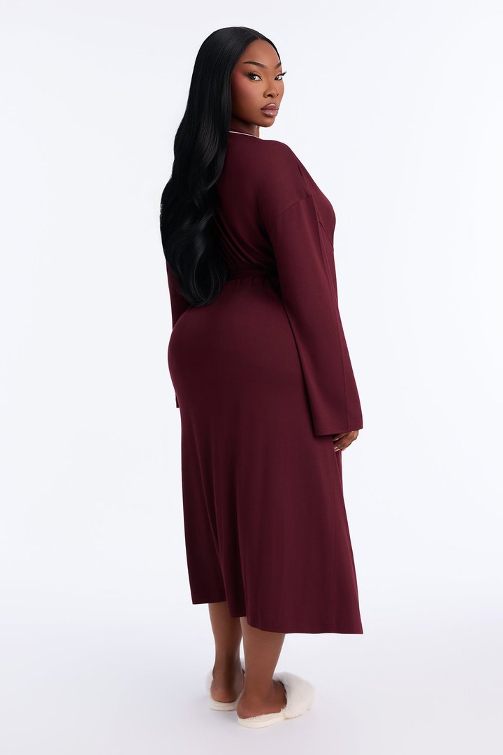 In the Morning PJ Long Robe - Burgundy