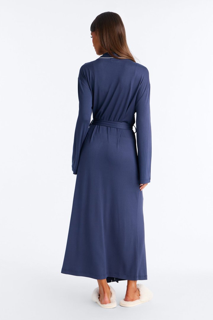 In the Morning PJ Long Robe - Navy