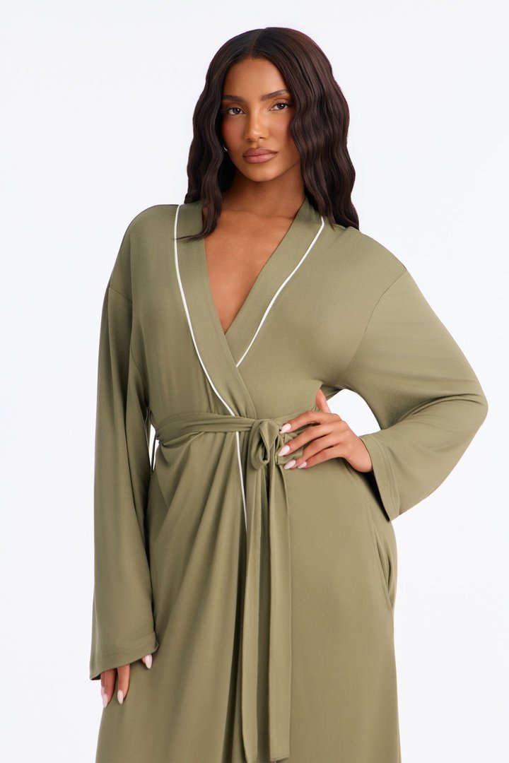 In the Morning PJ Long Robe - Olive